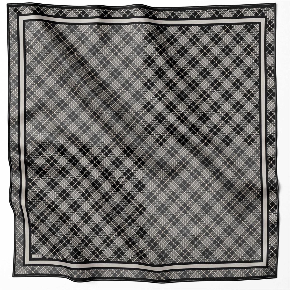 BELLİ EKOSE DESEN İPEK EŞARP 4218D (TWILL) SİYAH - 88