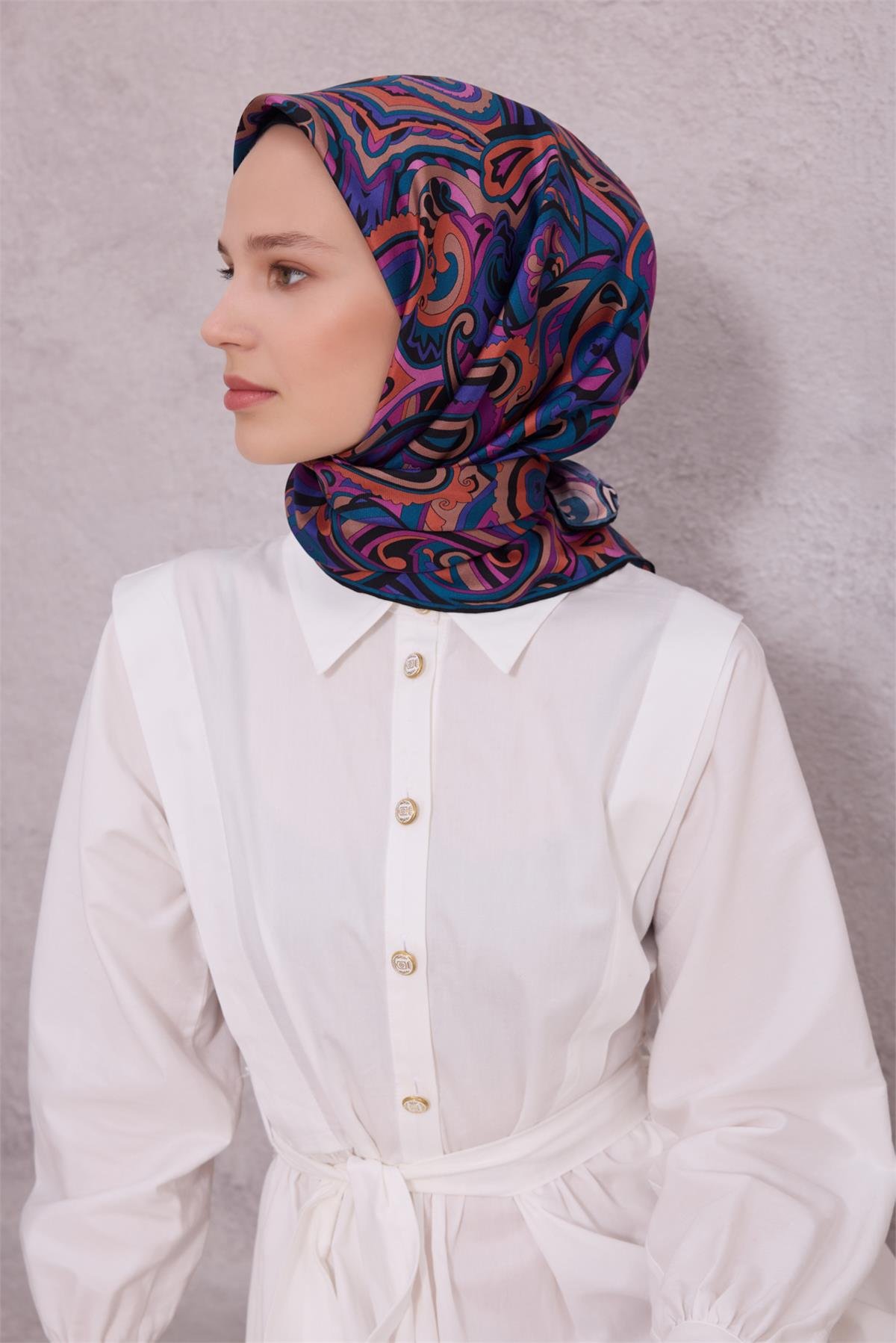 {URUNSEO_TITLE} | BELLI | BELLİ İPEK EŞARP | BELLİ ETNİK DESEN İPEK EŞARP 4222D (TWILL) MOR - 57