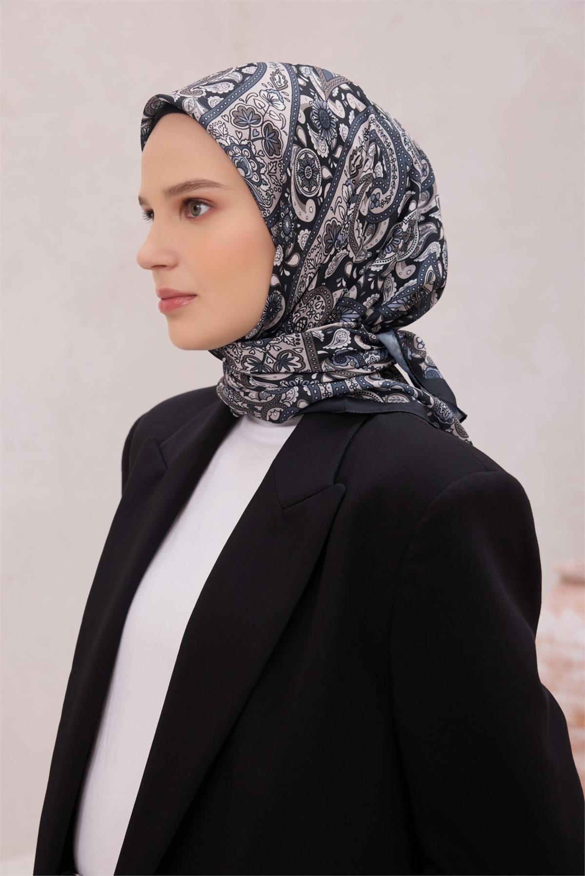 {URUNSEO_TITLE} | BELLI | POLYESTER EŞARP | BELLİ ETNİK DESEN PREMIUM SOFT SİYAH EŞARP 4