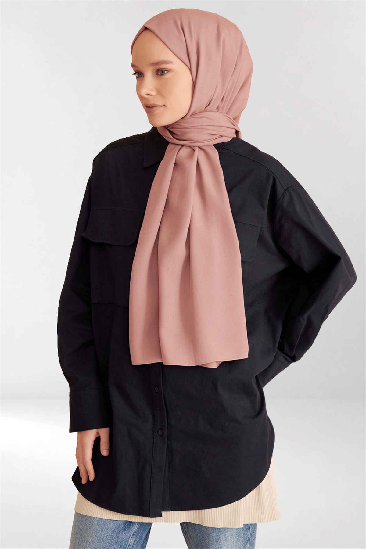 Belli Fresh Düz Desen Gül Kurusu Viscon Şal - 247310