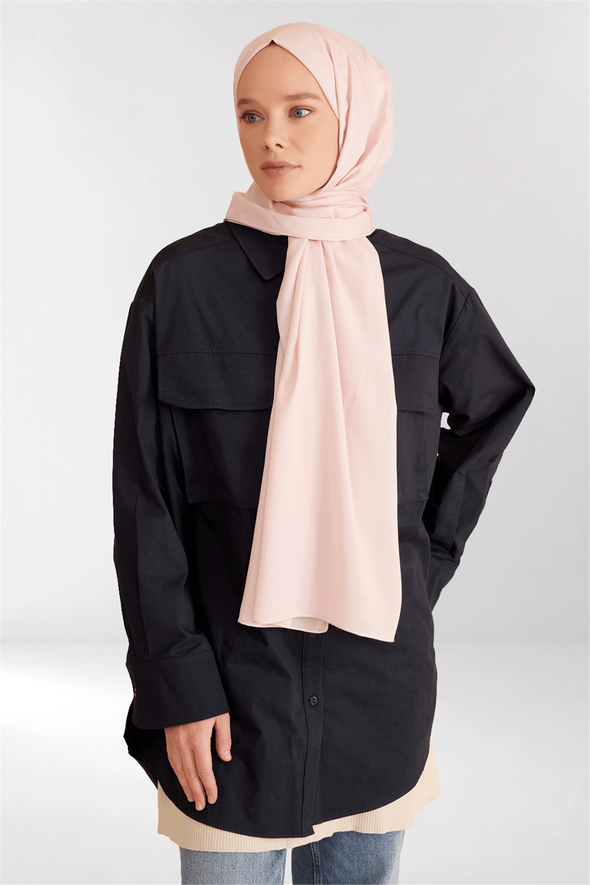 Belli Fresh Düz Desen Pudra Viscon Şal - 247308