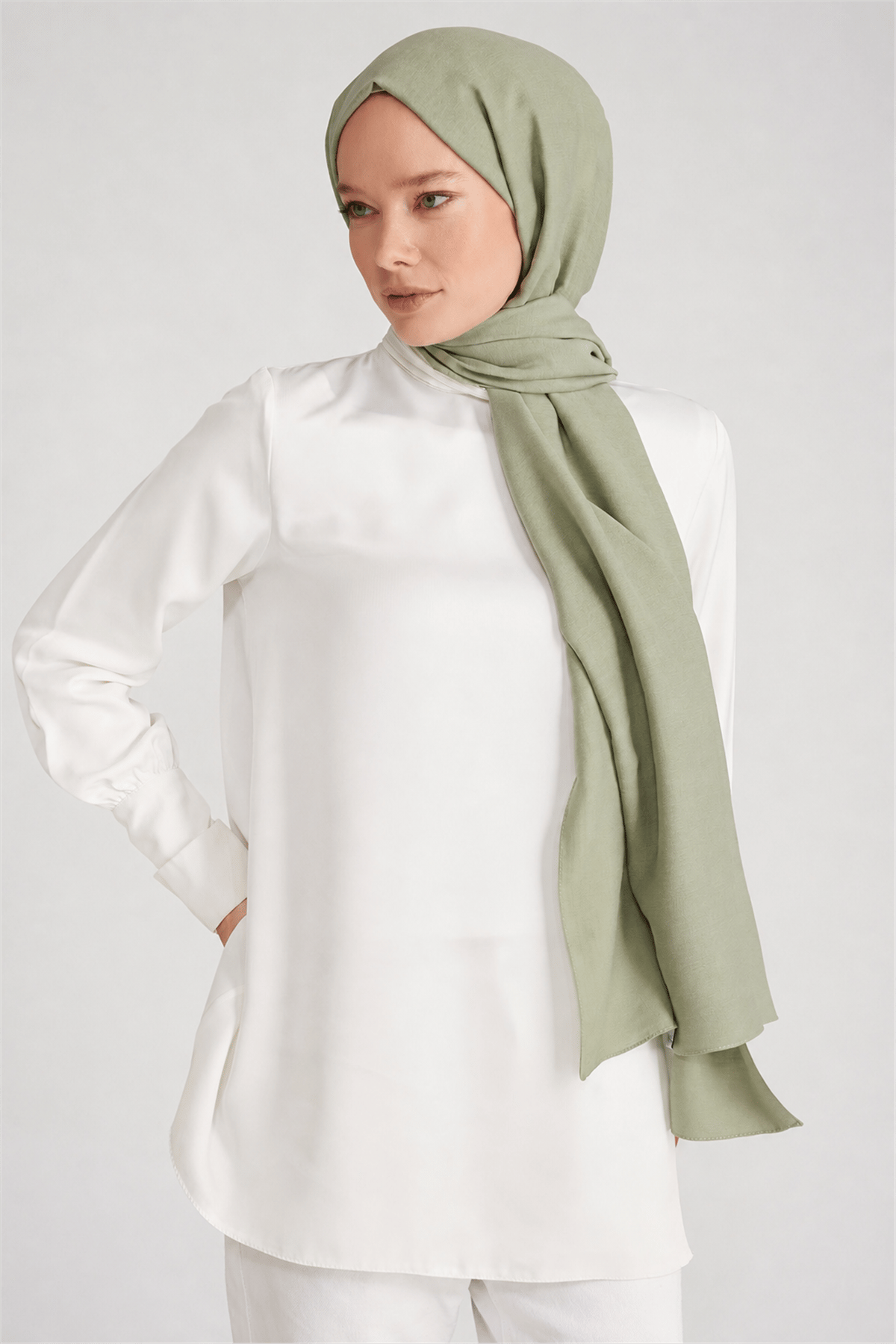 Belli Fresh Düz Tensel Mint Yeşili Coral Şal - 6293
