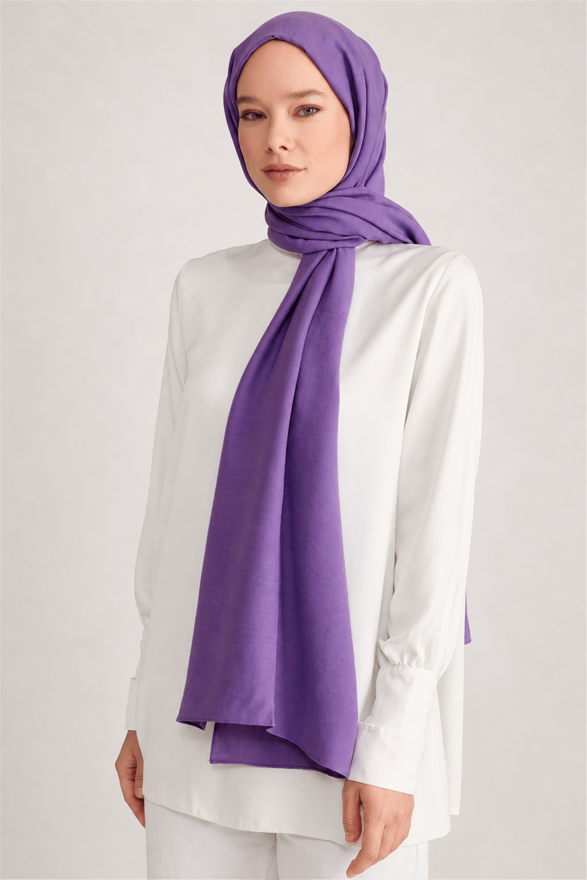 Belli Fresh Düz Tensel Mor Coral Şal - 6297