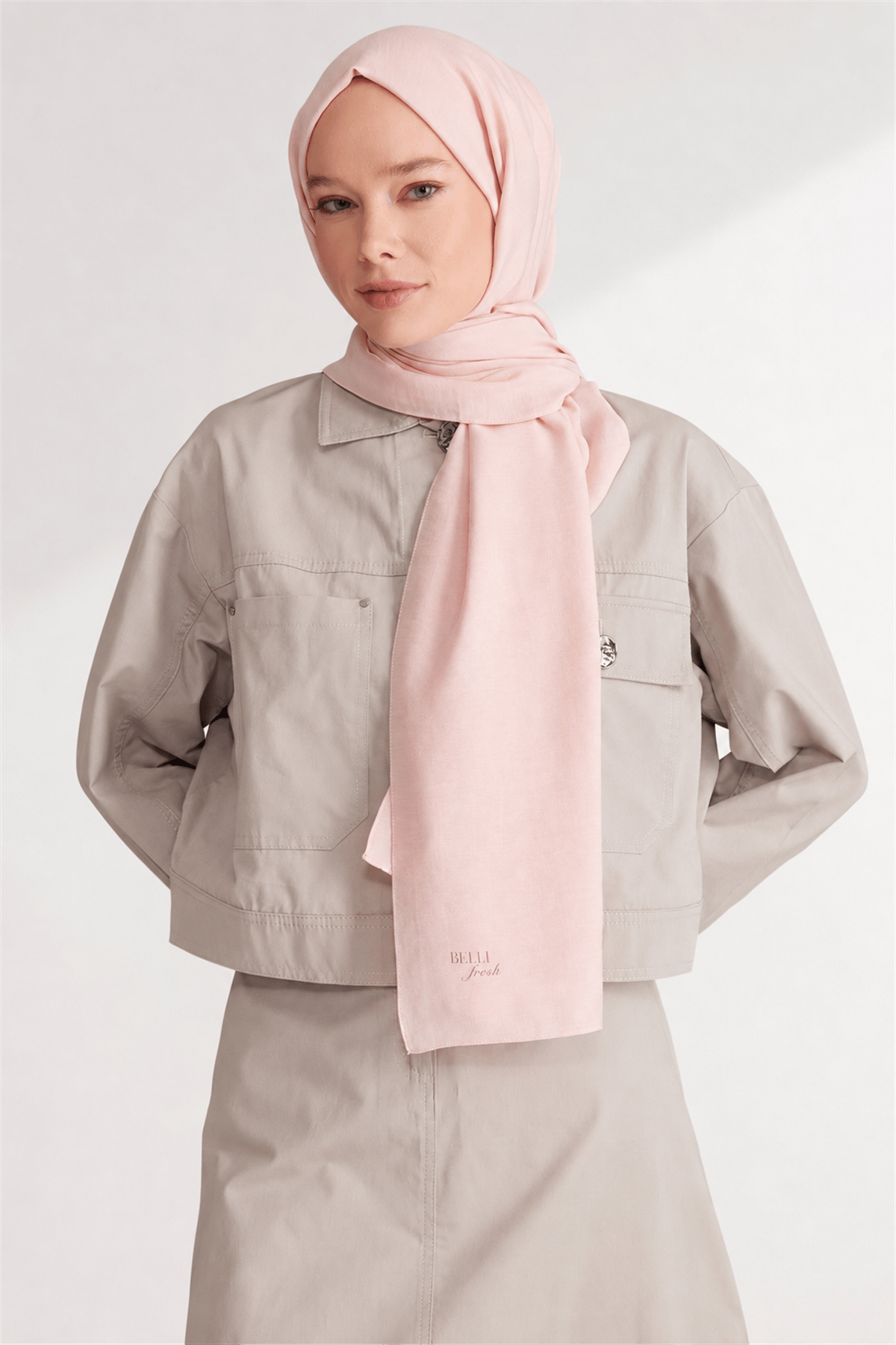 Belli Fresh Düz Tensel Pudra Coral Şal - 6292
