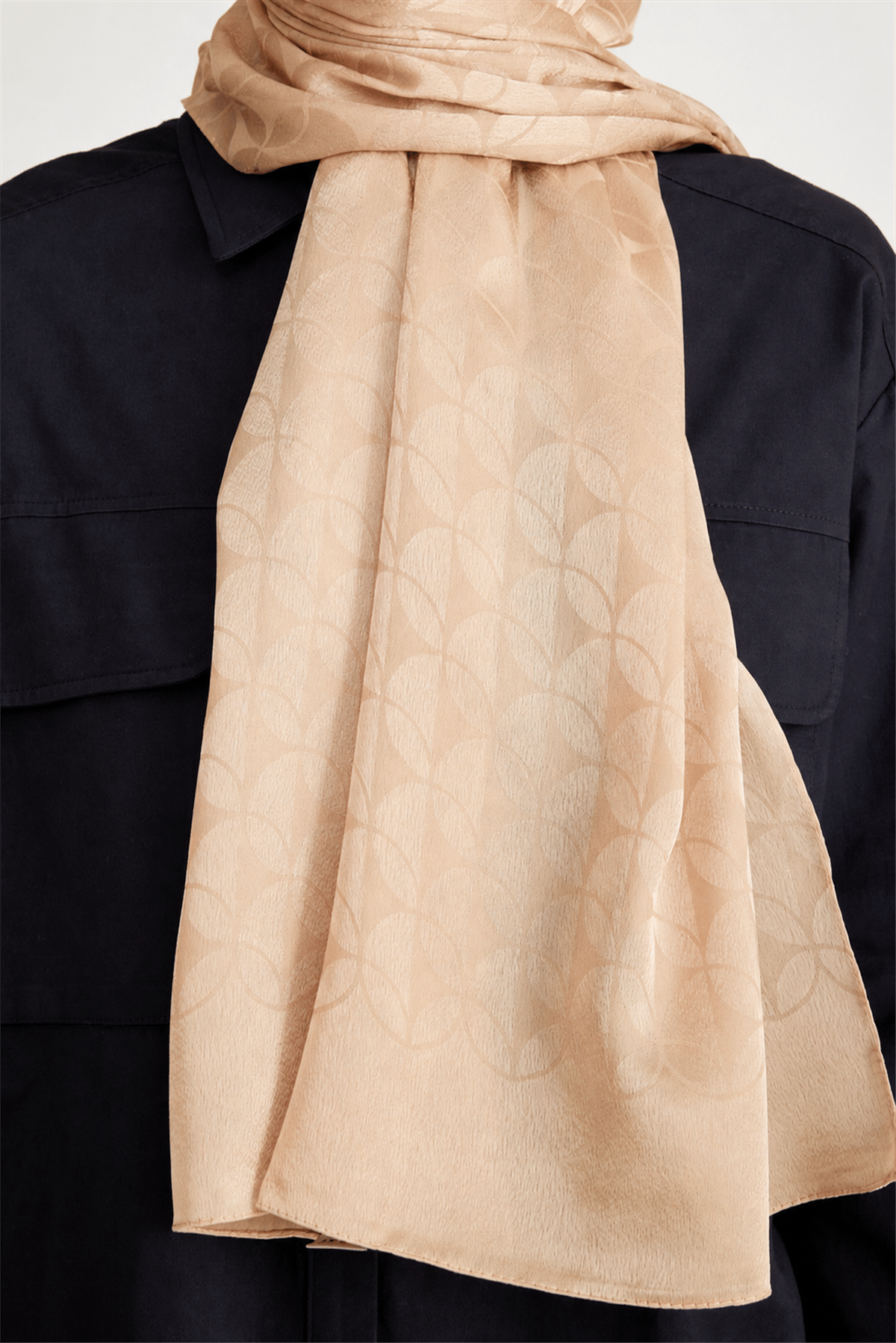 Belli Fresh Geometrik Desen Bej Jakarlı Şal 1 - 249076