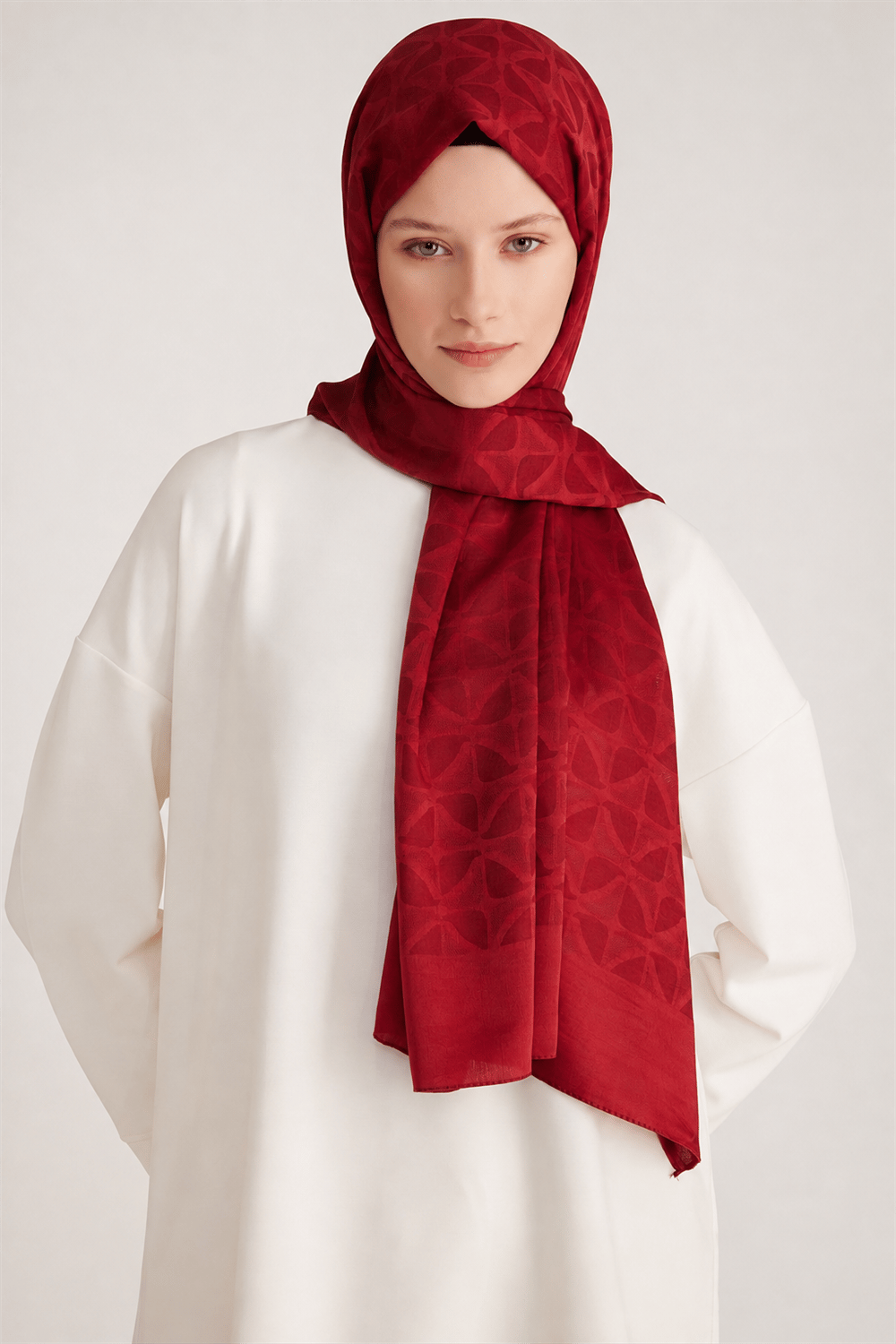 Belli Fresh Geometrik Desen Kırmızı Capri Şal 1 - 247800