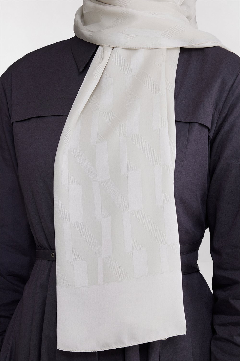 Belli Fresh Geometrik Desen Sedefli Beyaz Capri Şal 3 - 241822