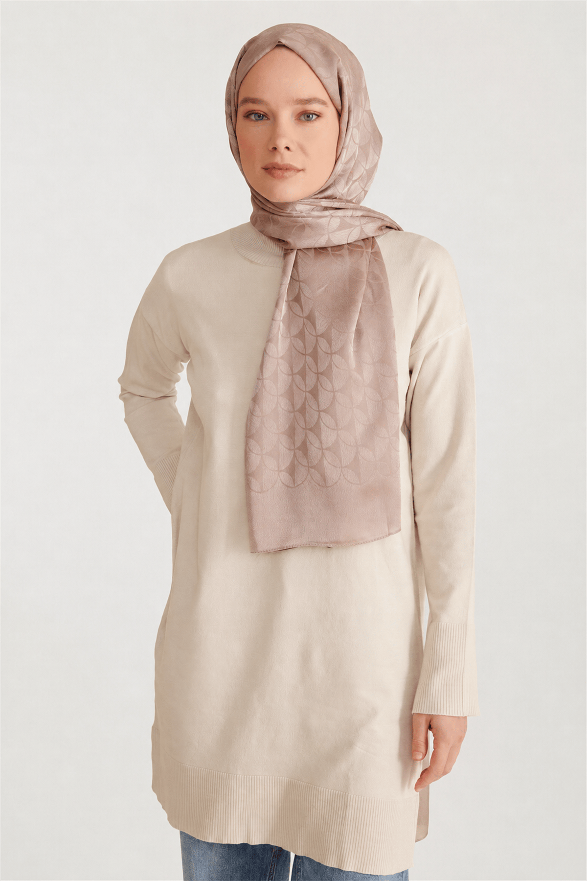 Belli Fresh Geometrik Desen Somon Jakarlı Şal 1 - 241826