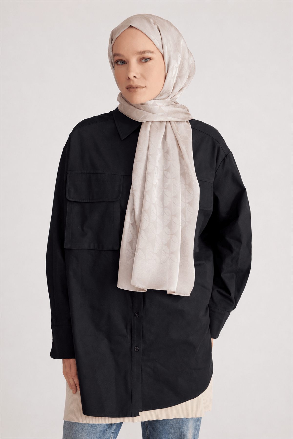 Belli Fresh Geometrik Desen Taş Jakarlı Şal 1 - 244020