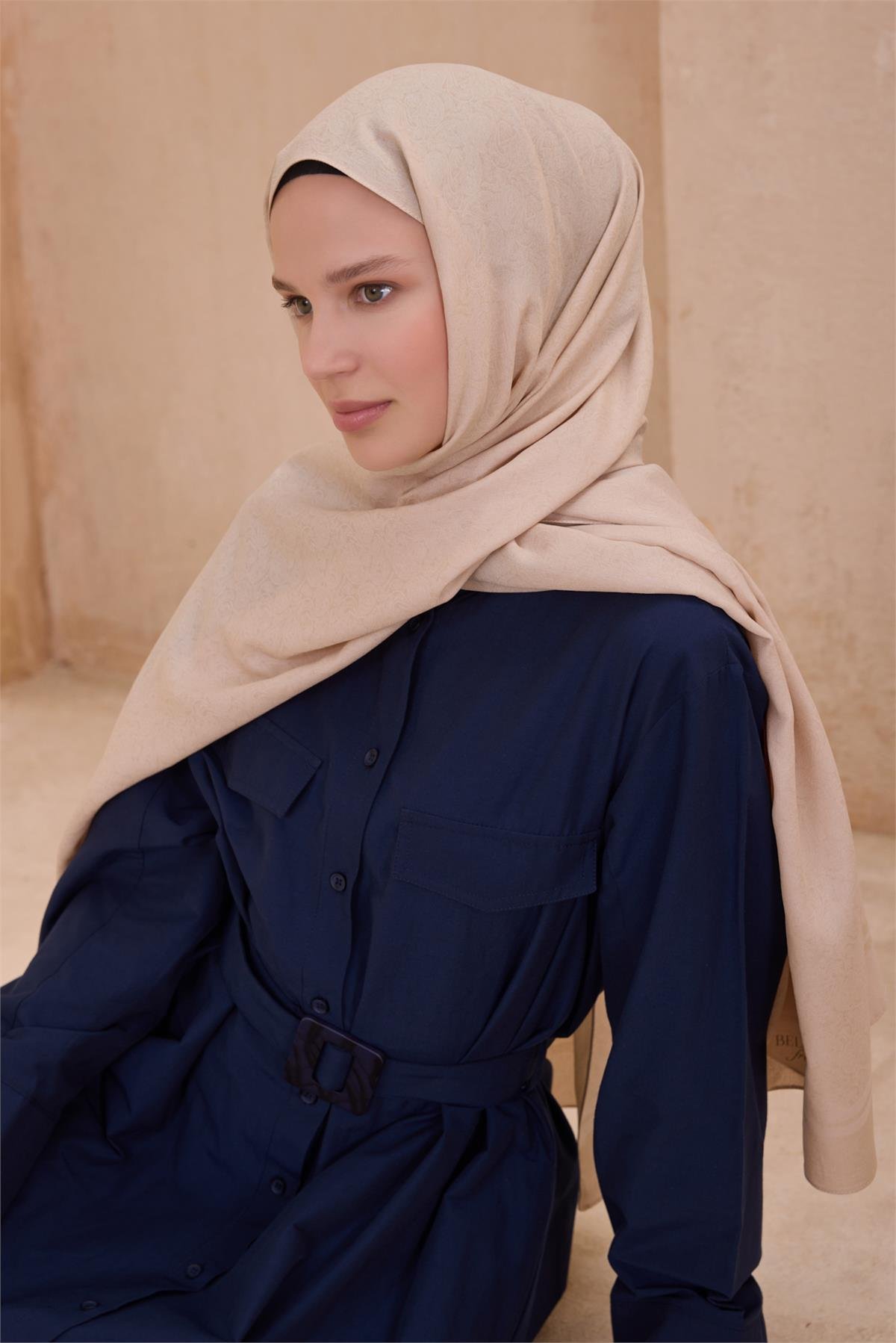 {URUNSEO_TITLE} | BELLI | POLYESTER ŞAL | BELLİ FRESH SİENA BEJ ŞAL 4