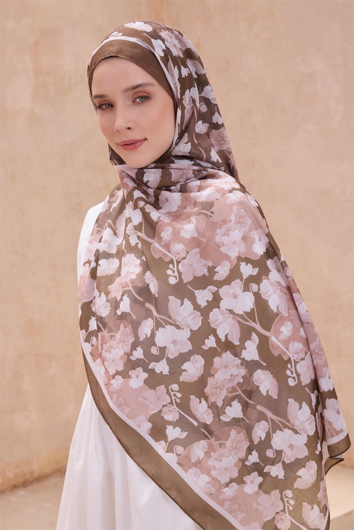 {URUNSEO_TITLE} | BELLI | POLYESTER ŞAL | BELLİ FRESH TELA KAHVE RENGİ ŞAL 4