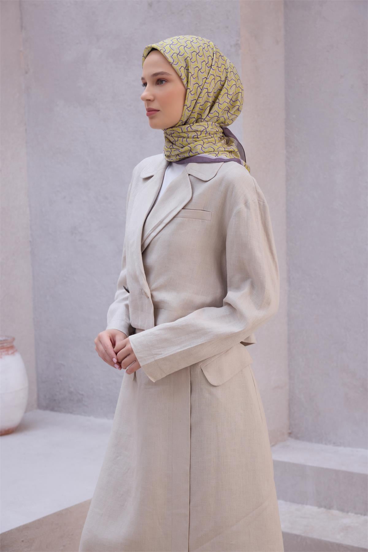 {URUNSEO_TITLE} | BELLI | POLYESTER EŞARP | BELLİ GEOMETRİK DESEN NOVA MÜRDÜM EŞARP 1007