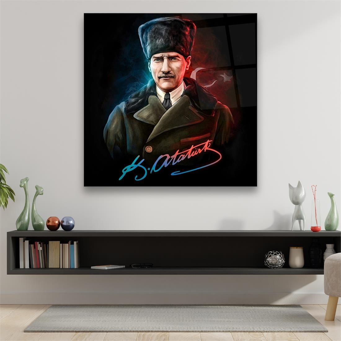 Atatürk Kare Cam Tablo