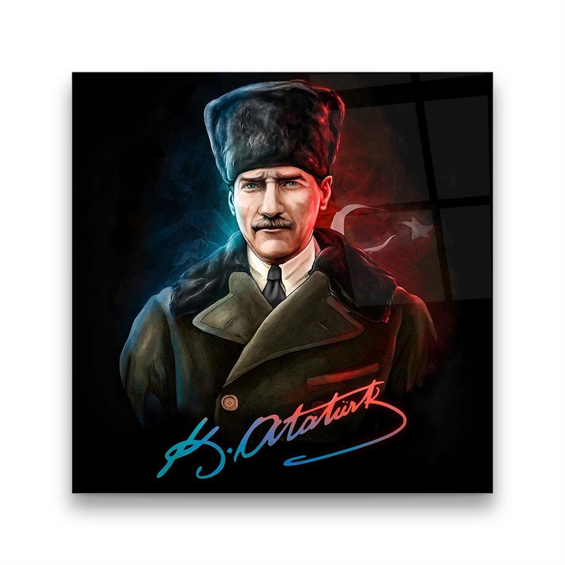 Atatürk Kare Cam Tablo