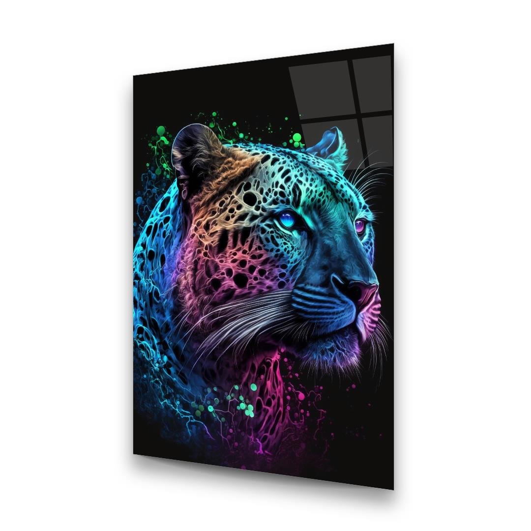 Neon Leopar Dikey Cam Tablo
