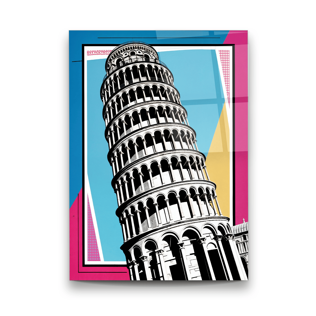 Pisa Kulesi 2 Dikey Cam Tablo