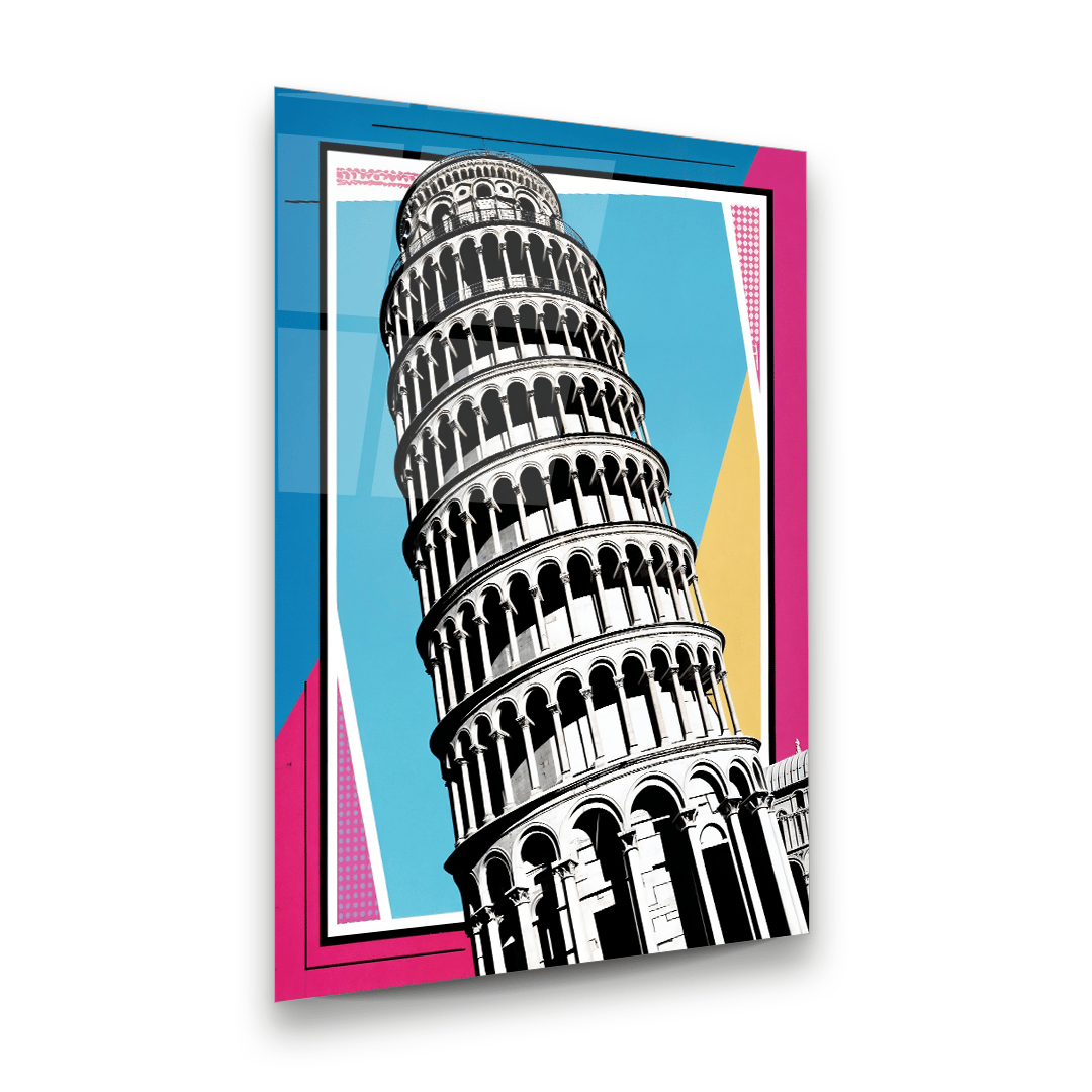 Pisa Kulesi 2 Dikey Cam Tablo