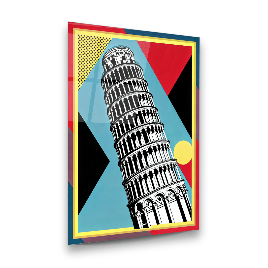 Pisa Kulesi Dikey Cam Tablo