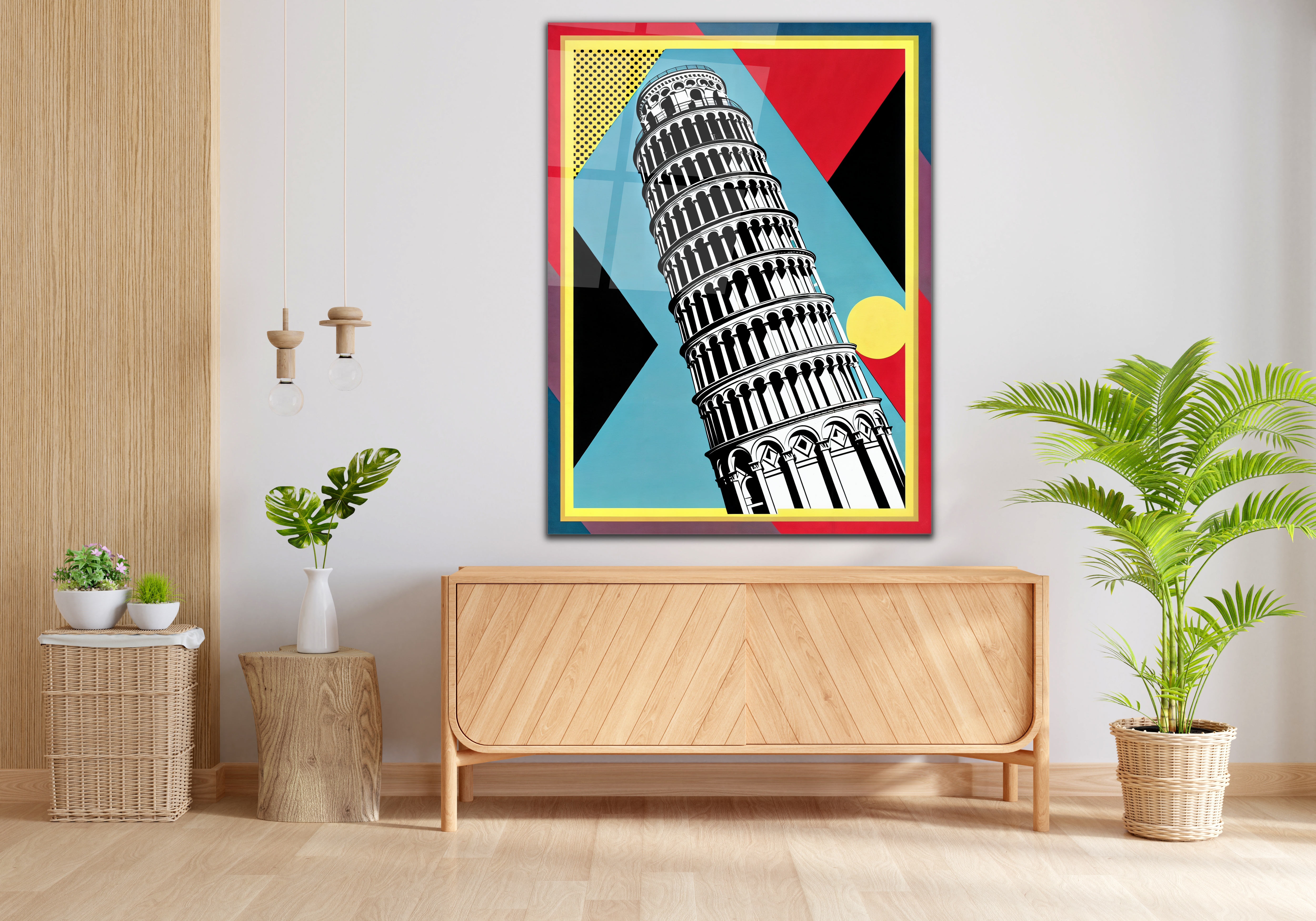 Pisa Kulesi Dikey Cam Tablo