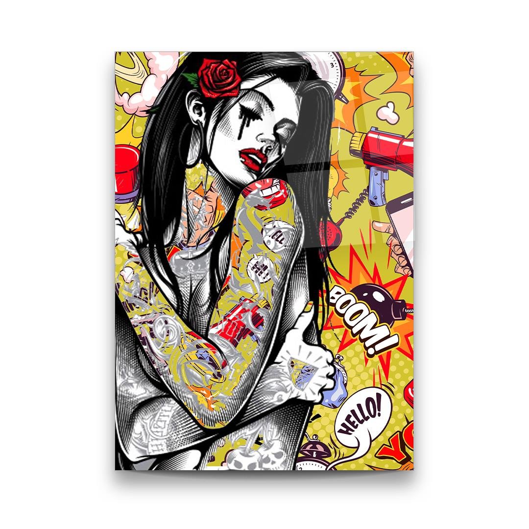 Pop Art Dikey Cam Tablo