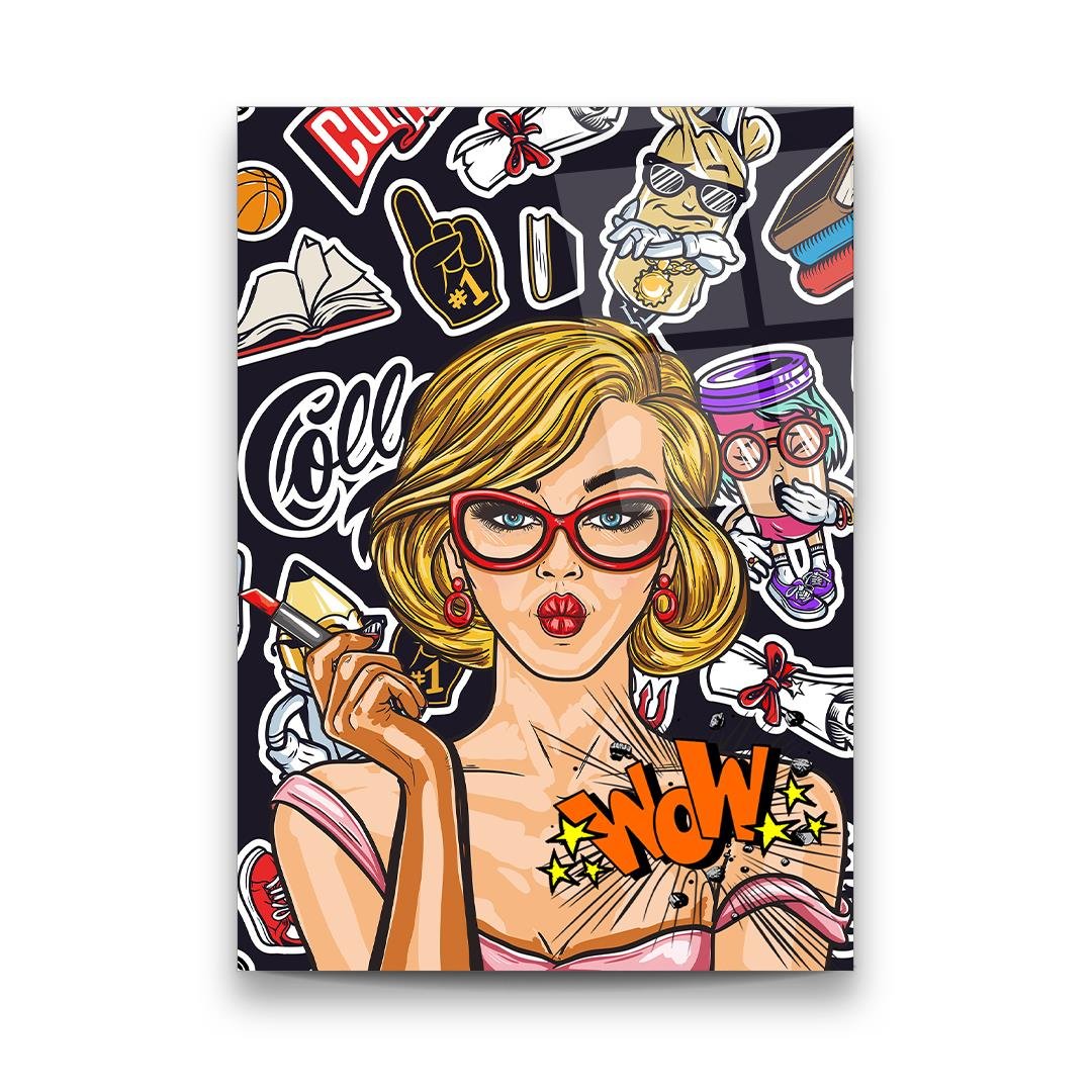 Pop Art Dikey Cam Tablo
