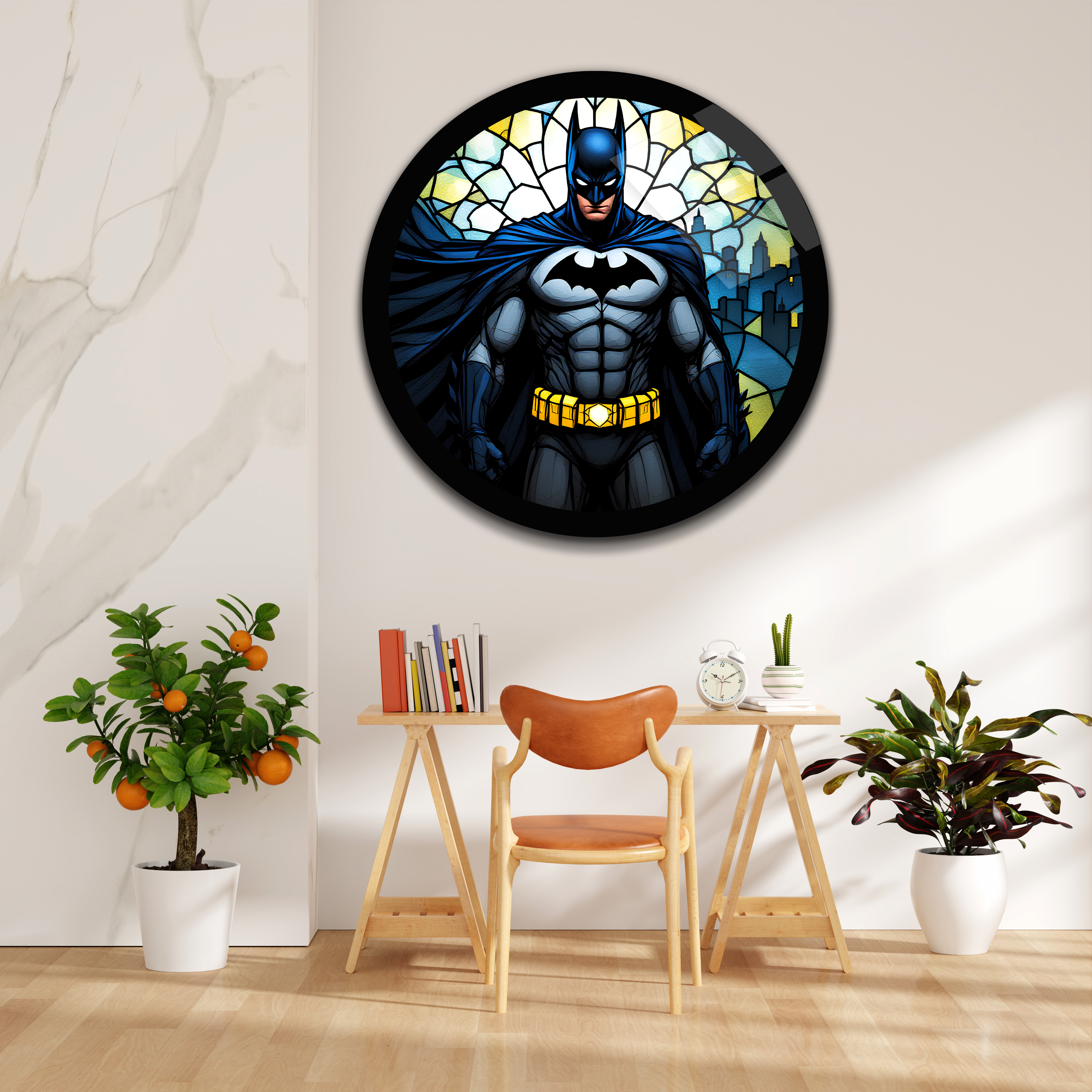 Vitray Batman Yuvarlak Cam Tablo