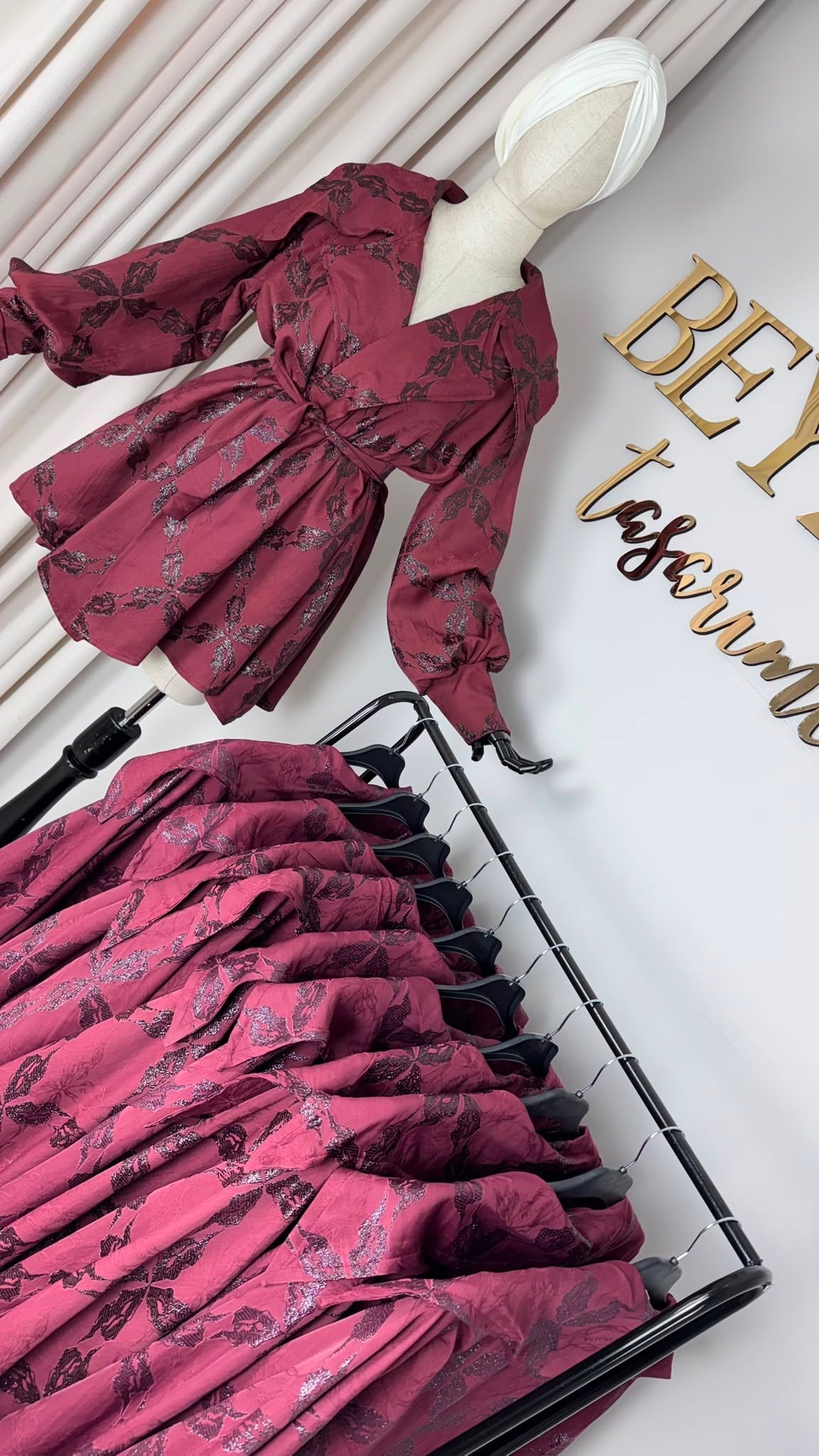 Bordo Işıltı Tasarım Ceket