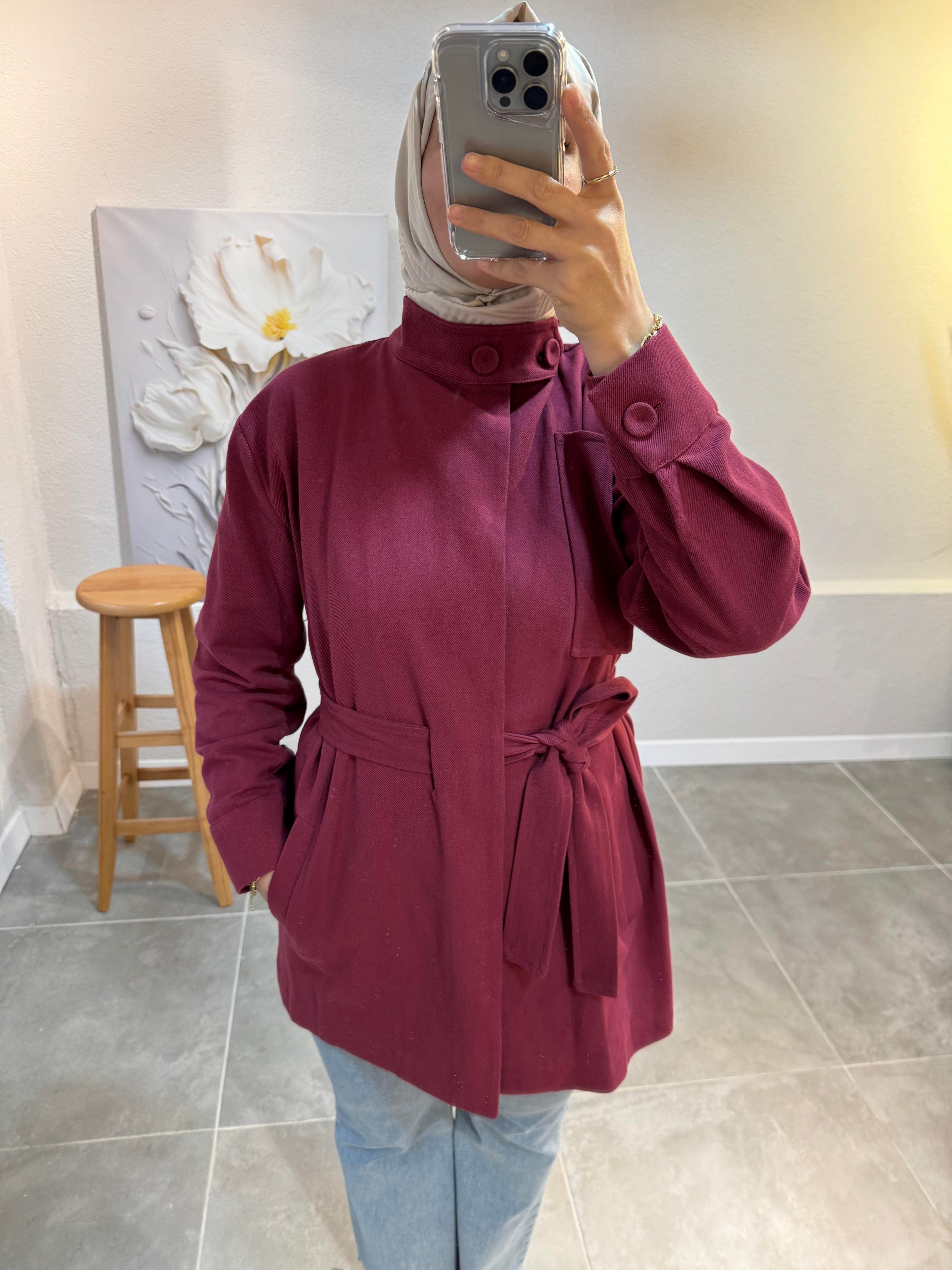 BORDO GABARDİN CEKET