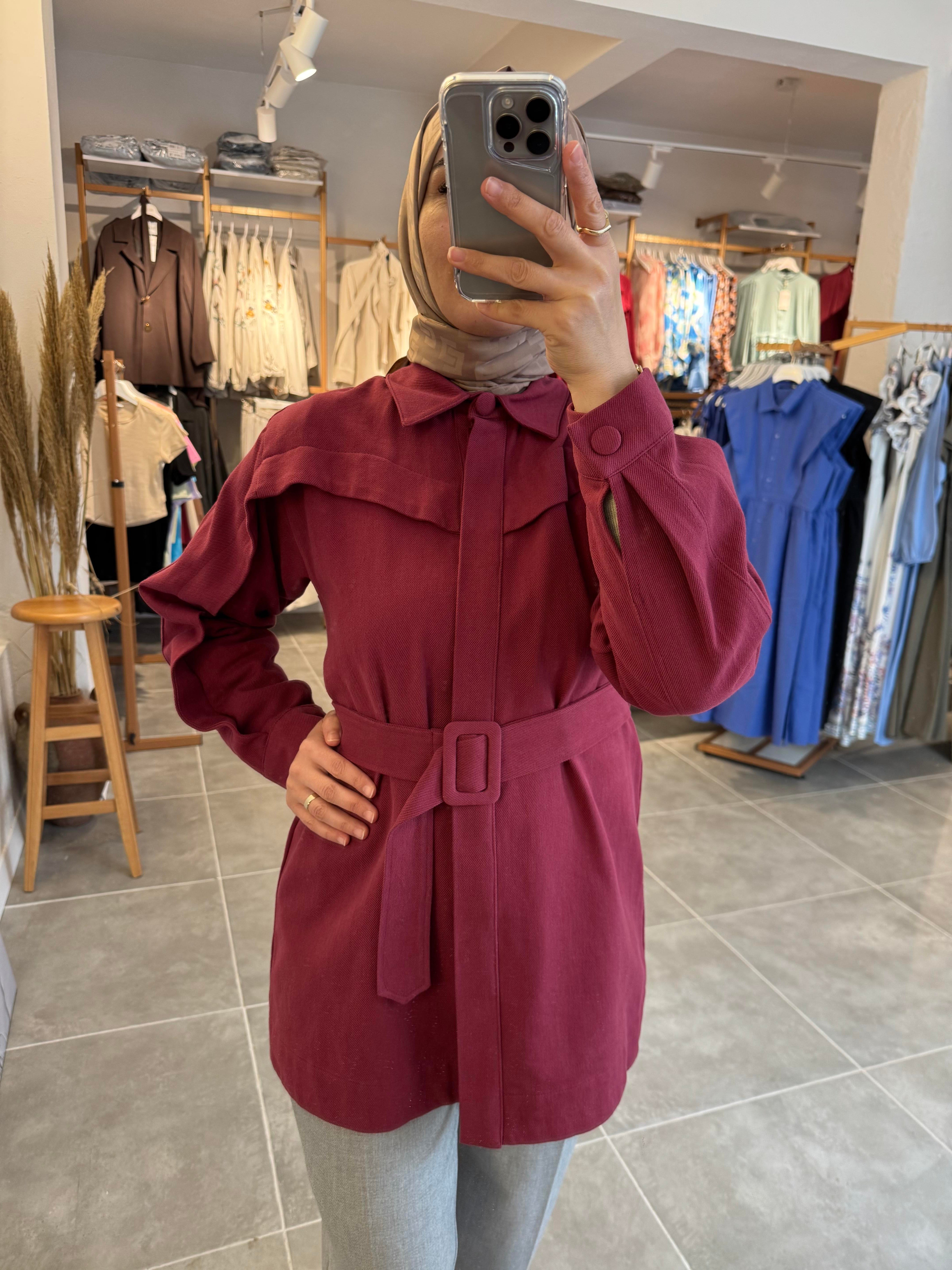 BORDO GABARDİN GÖMLEK