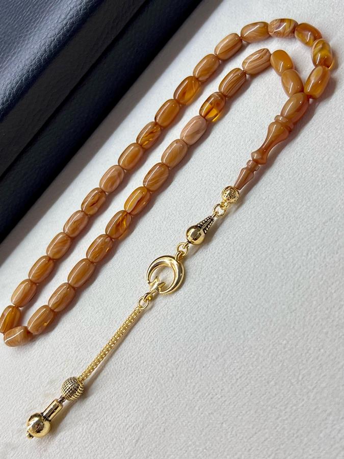 Hareli Sıkma Kehribarı Tesbih Özel Püsküllü