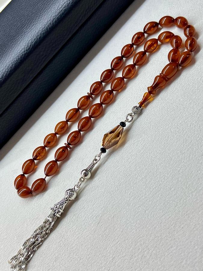 Osmanlı Benzetme Hareli Sıkma Kehribarı Tesbih