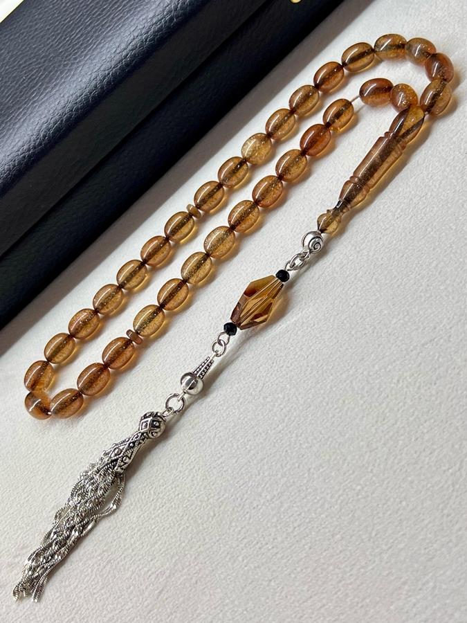 Simli Özel Döküm Sıkma Kehribarı Tesbih