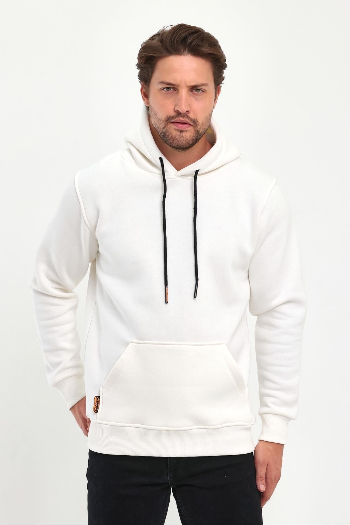 3 İplik Beyaz Oversize Unısex Şardonlu Sweatshirt