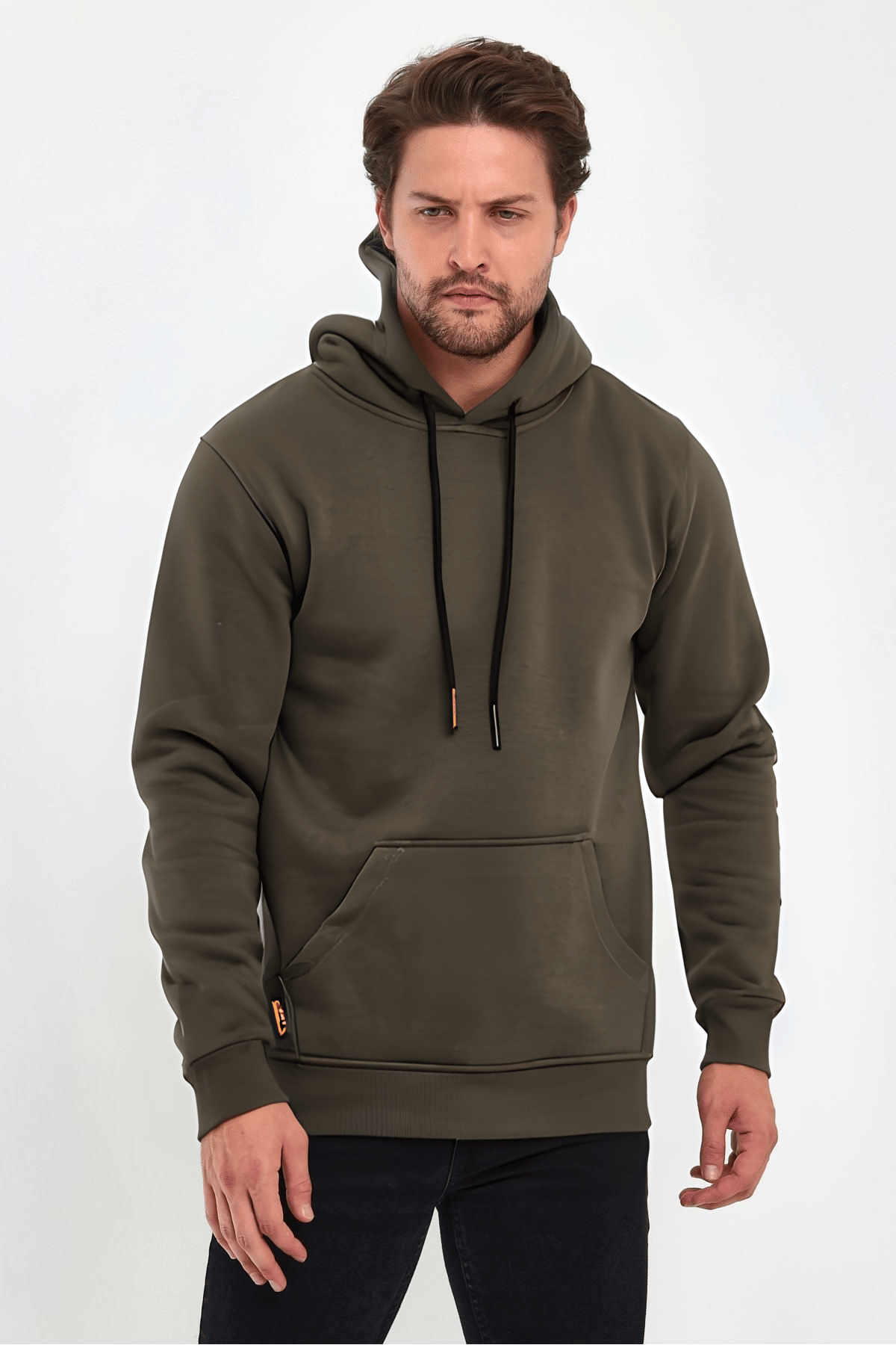 3 İplik Haki Oversize Unısex Şardonlu Sweatshirt