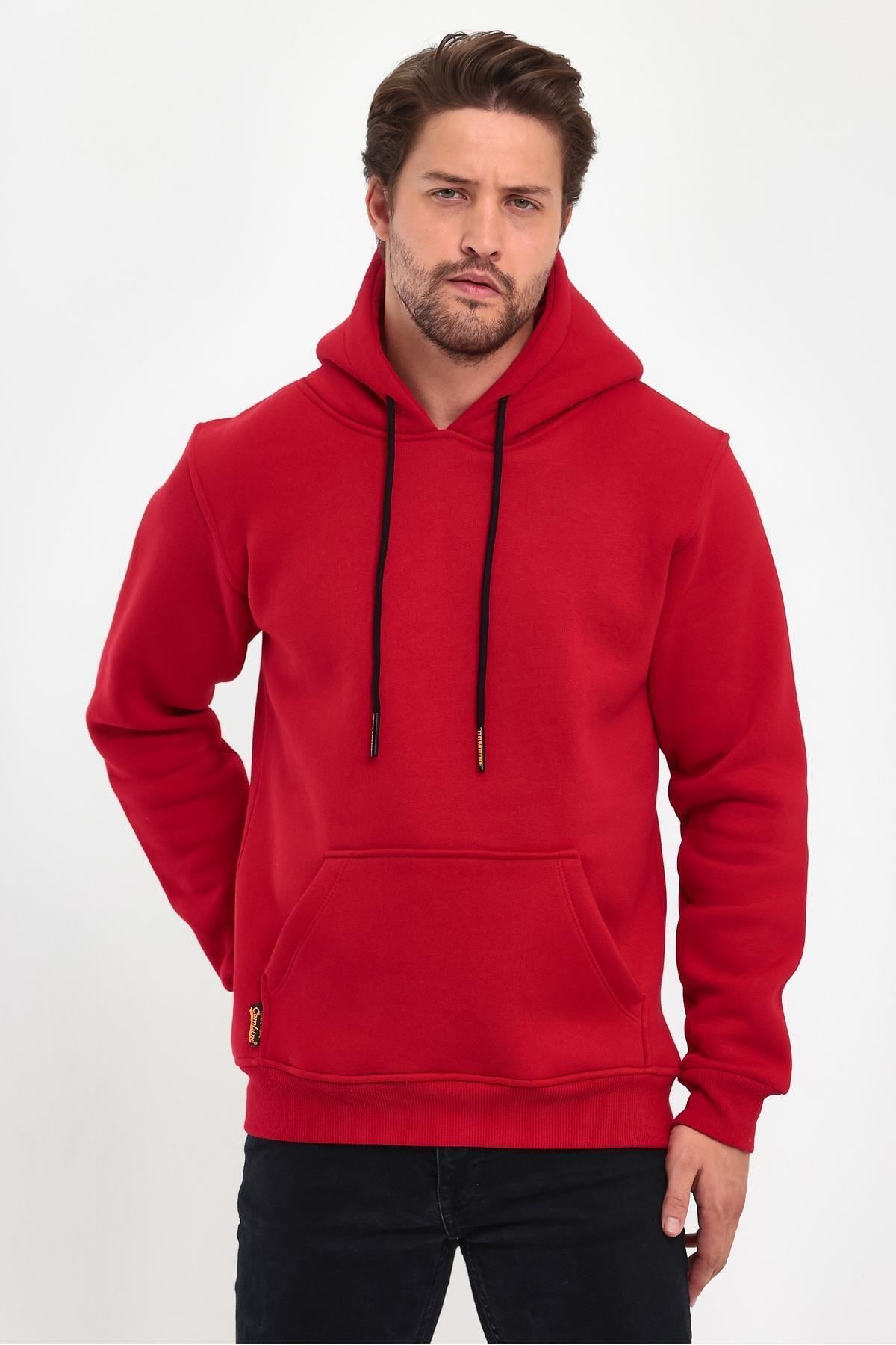 3 İplik Kırmızı Oversize Unısex Şardonlu Sweatshirt