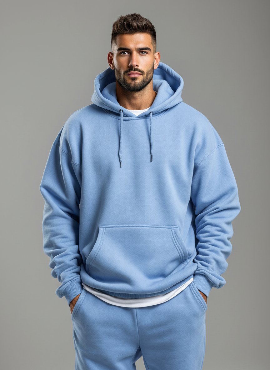 Bebe Mavisi Erkek Kapşonlu Şardonlu Basic Alt Üst Takım