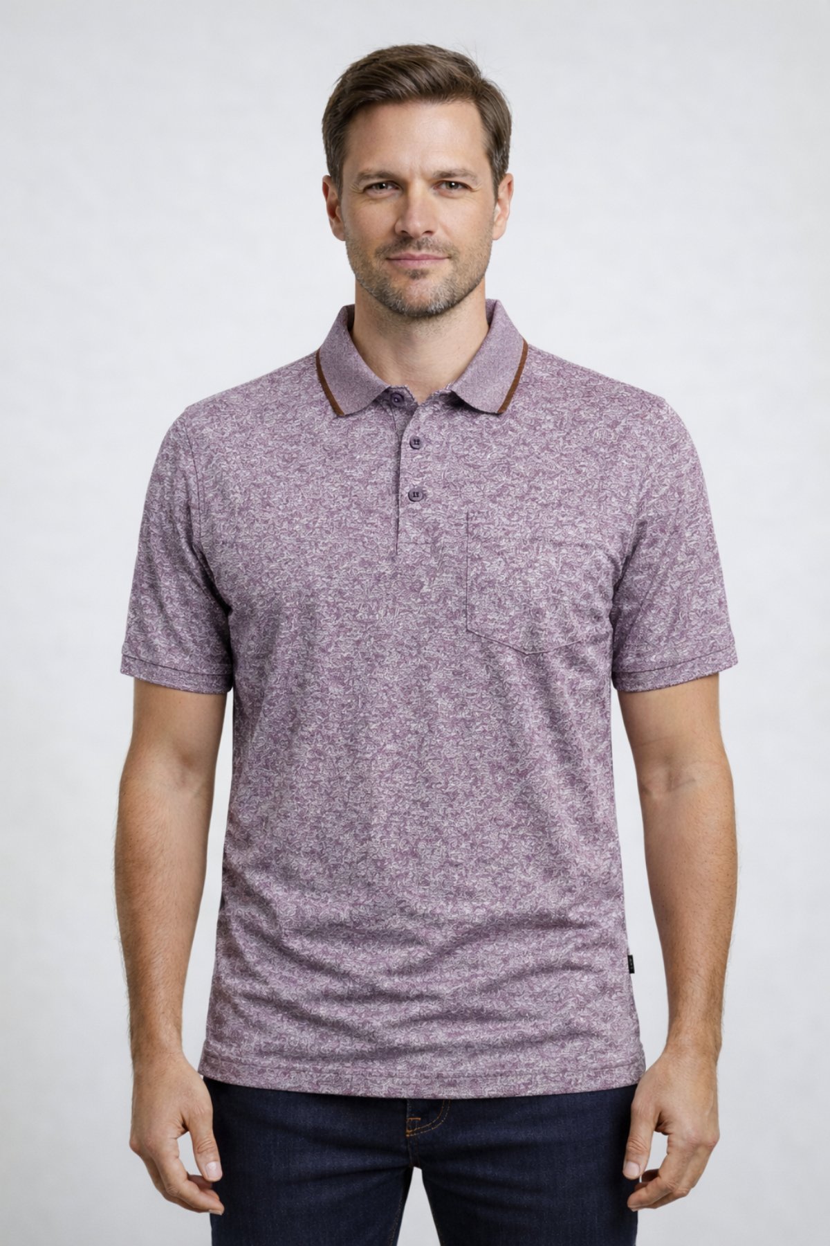 POLO YAKA DESENLİ KISA KOLLU TSHİRT