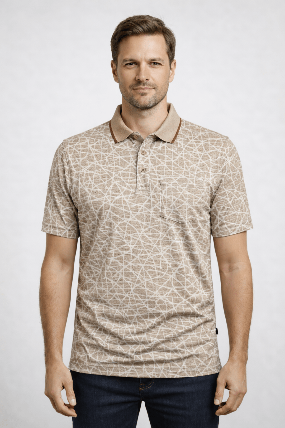 POLO YAKA DESENLİ KISA KOLLU TSHİRT