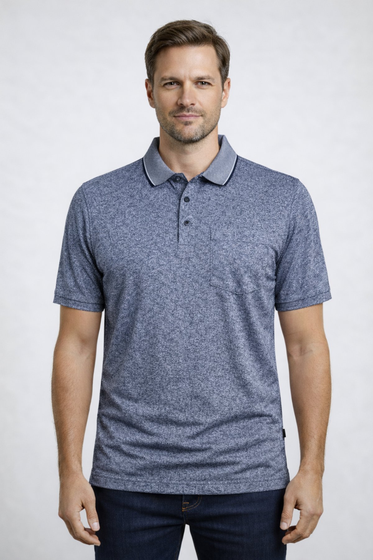 POLO YAKA DESENLİ KISA KOLLU TSHİRT