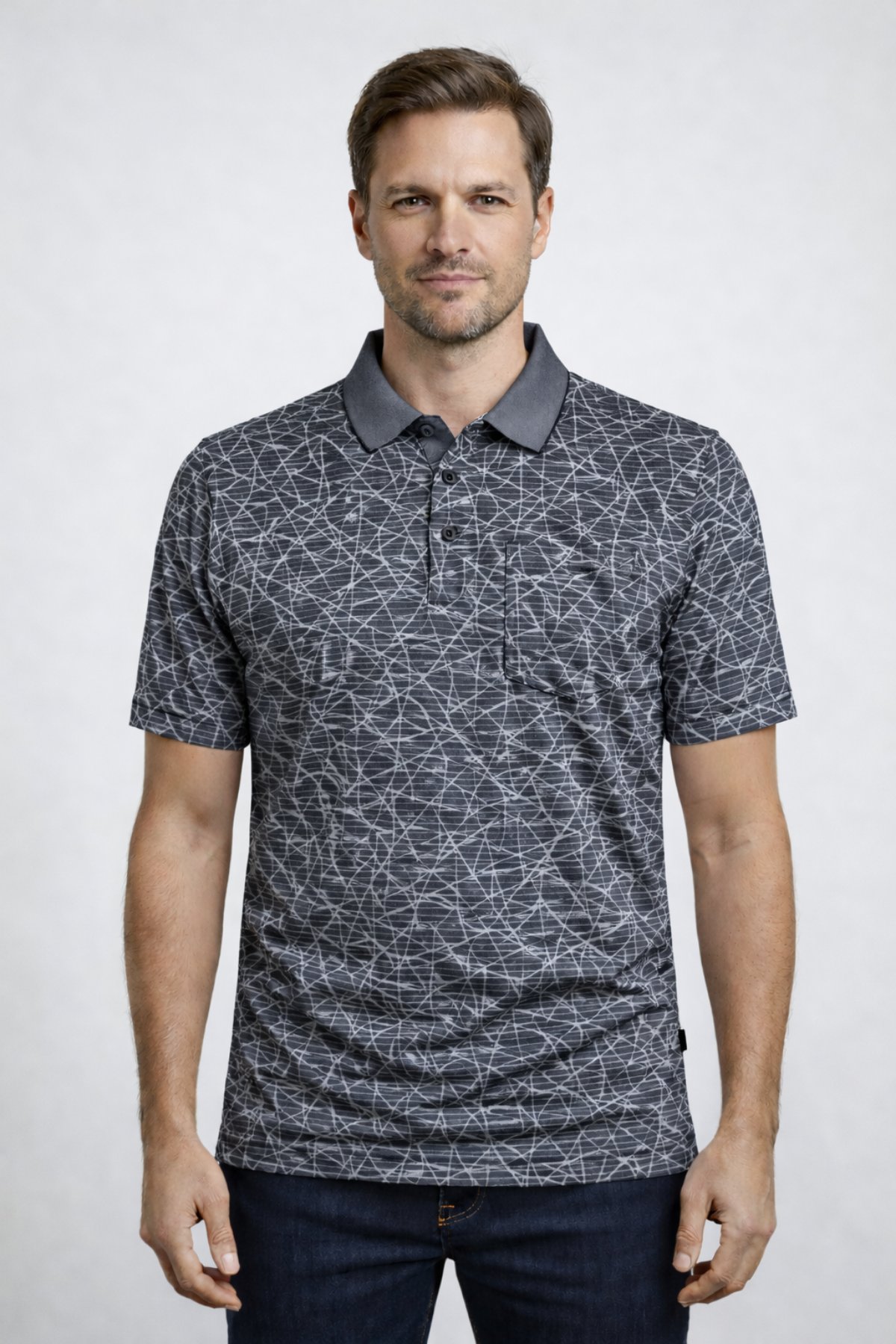 POLO YAKA DESENLİ KISA KOLLU TSHİRT