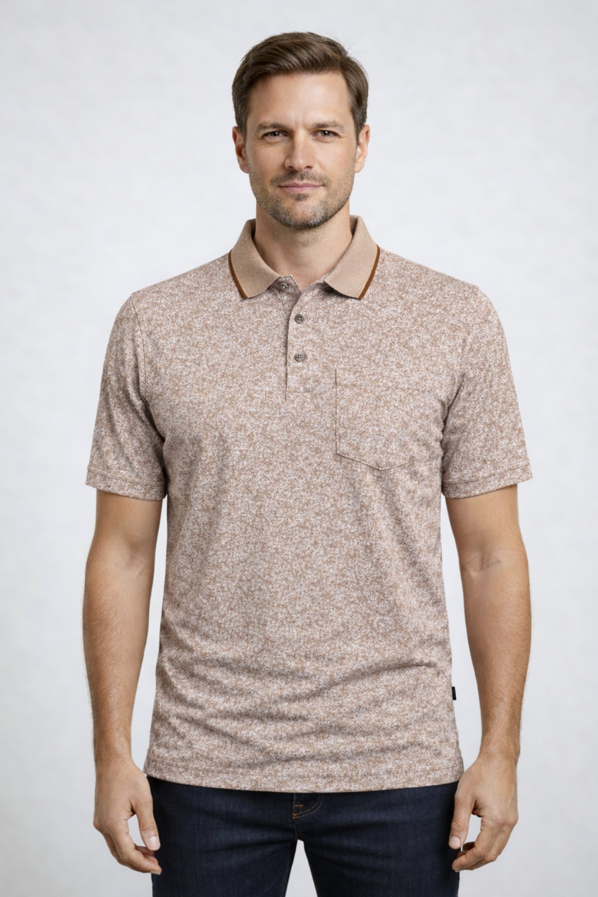 POLO YAKA DESENLİ KISA KOLLU TSHİRT