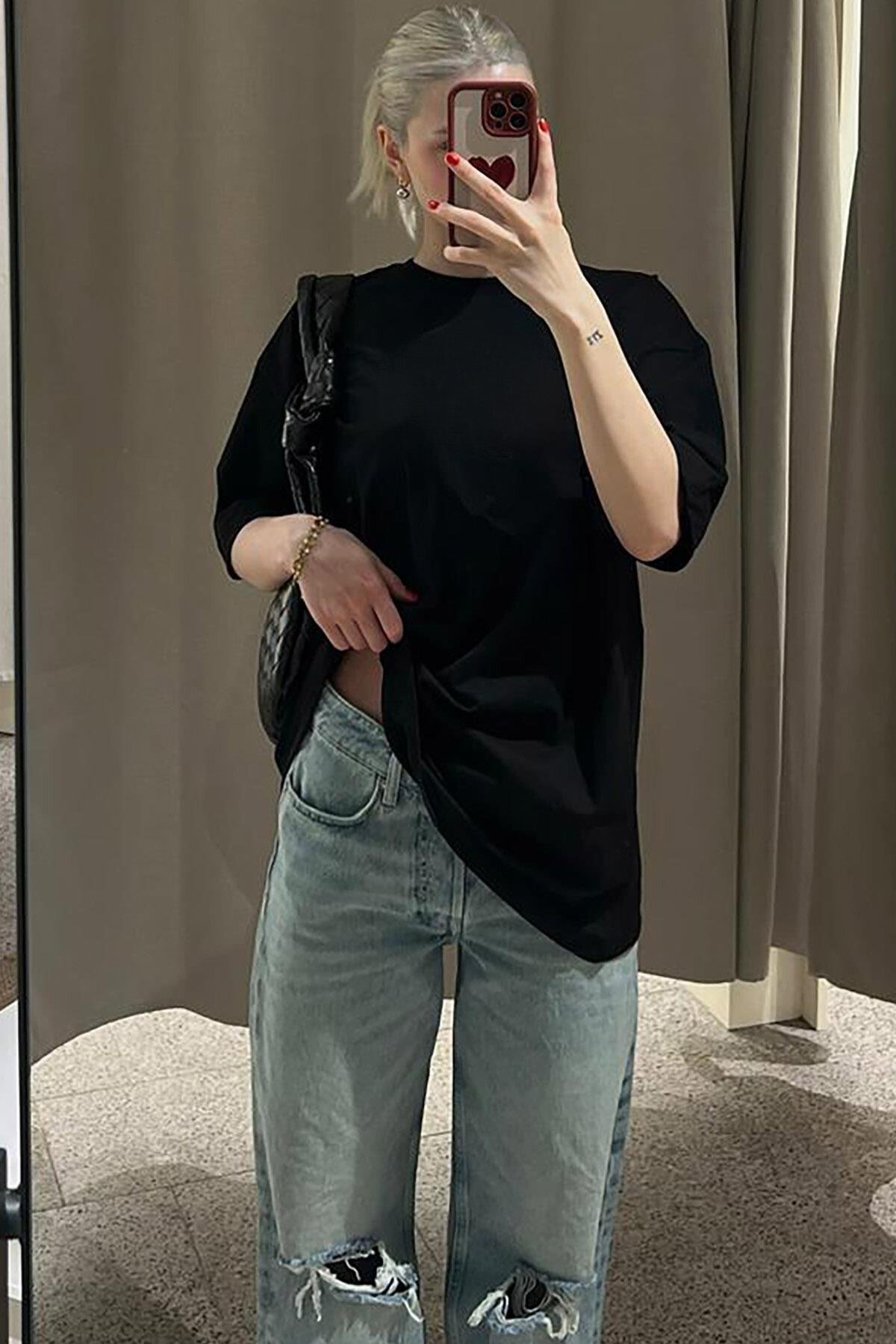 Siyah Kadın Oversize T-shirt