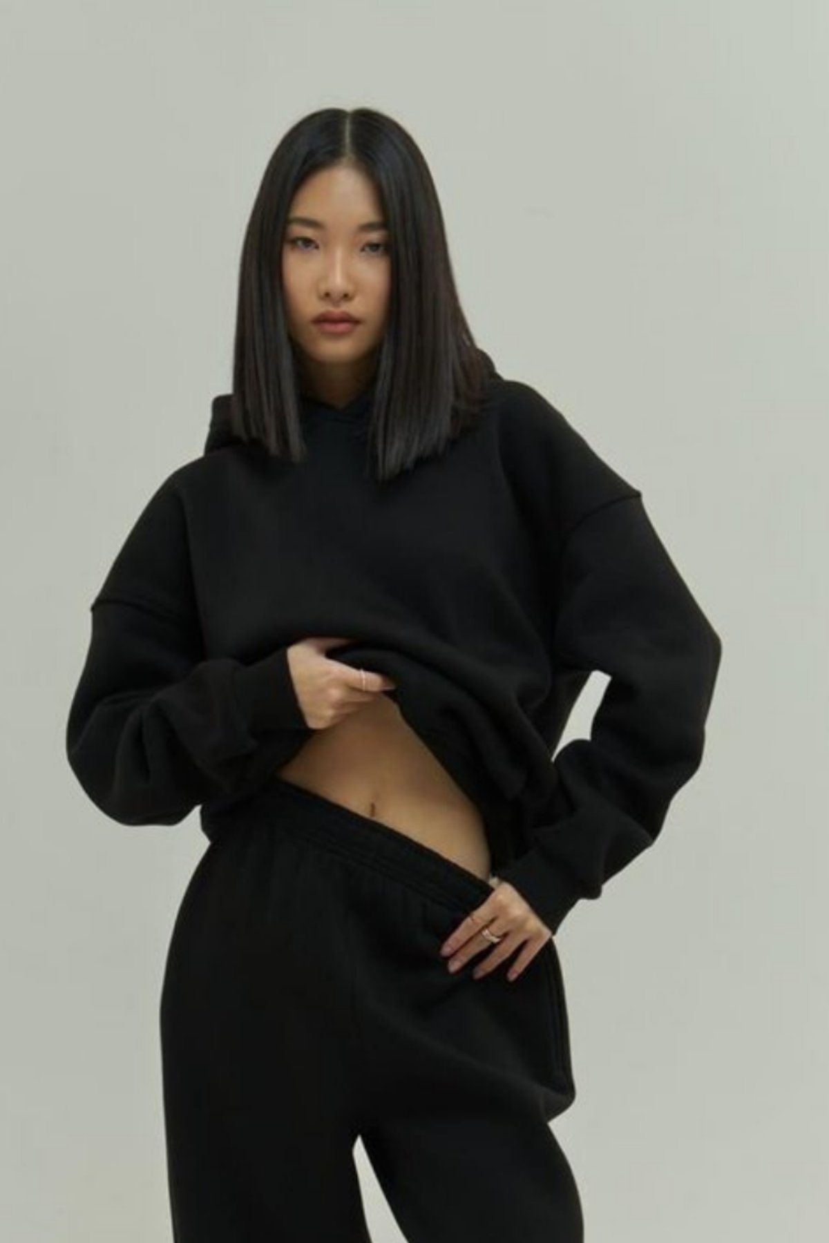 Siyah Oversize Kapuşonlu Kadın sweatshirt