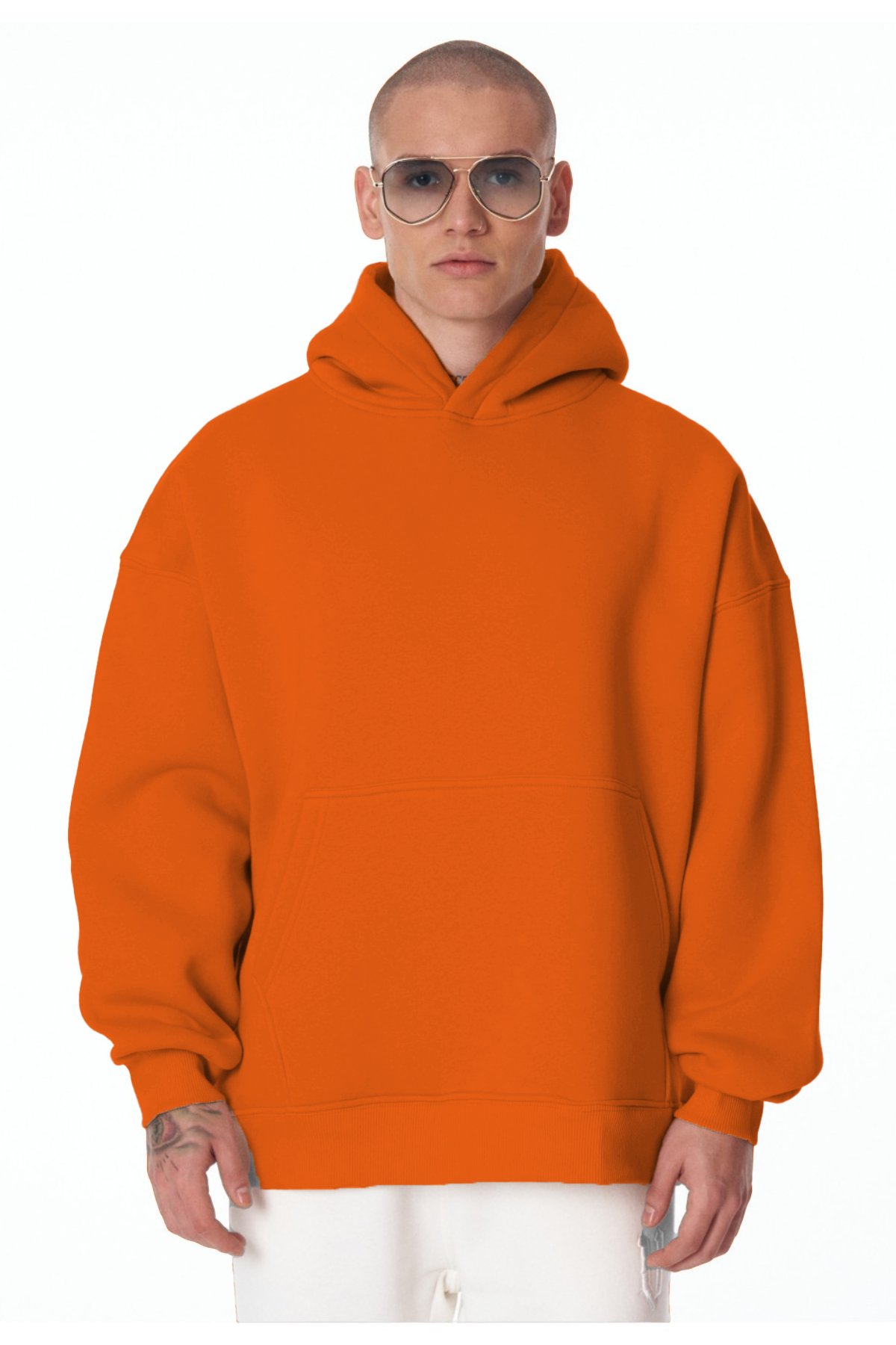 Turuncu Unisex Bol Kalıp Hoodie