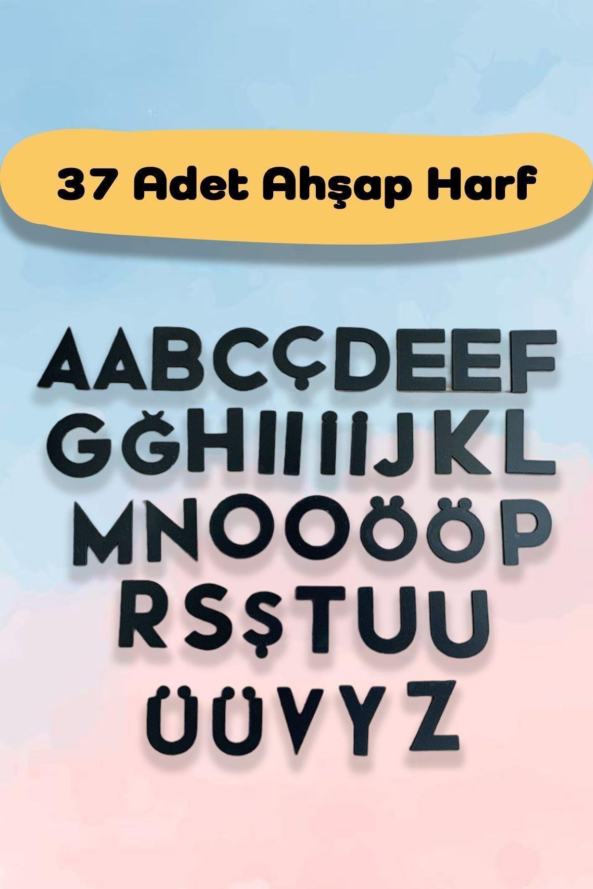 37 Adet Ahşap Alfabe Harfleri-eğitici Oyuncak-dikkat Ve Zeka Geliştirir