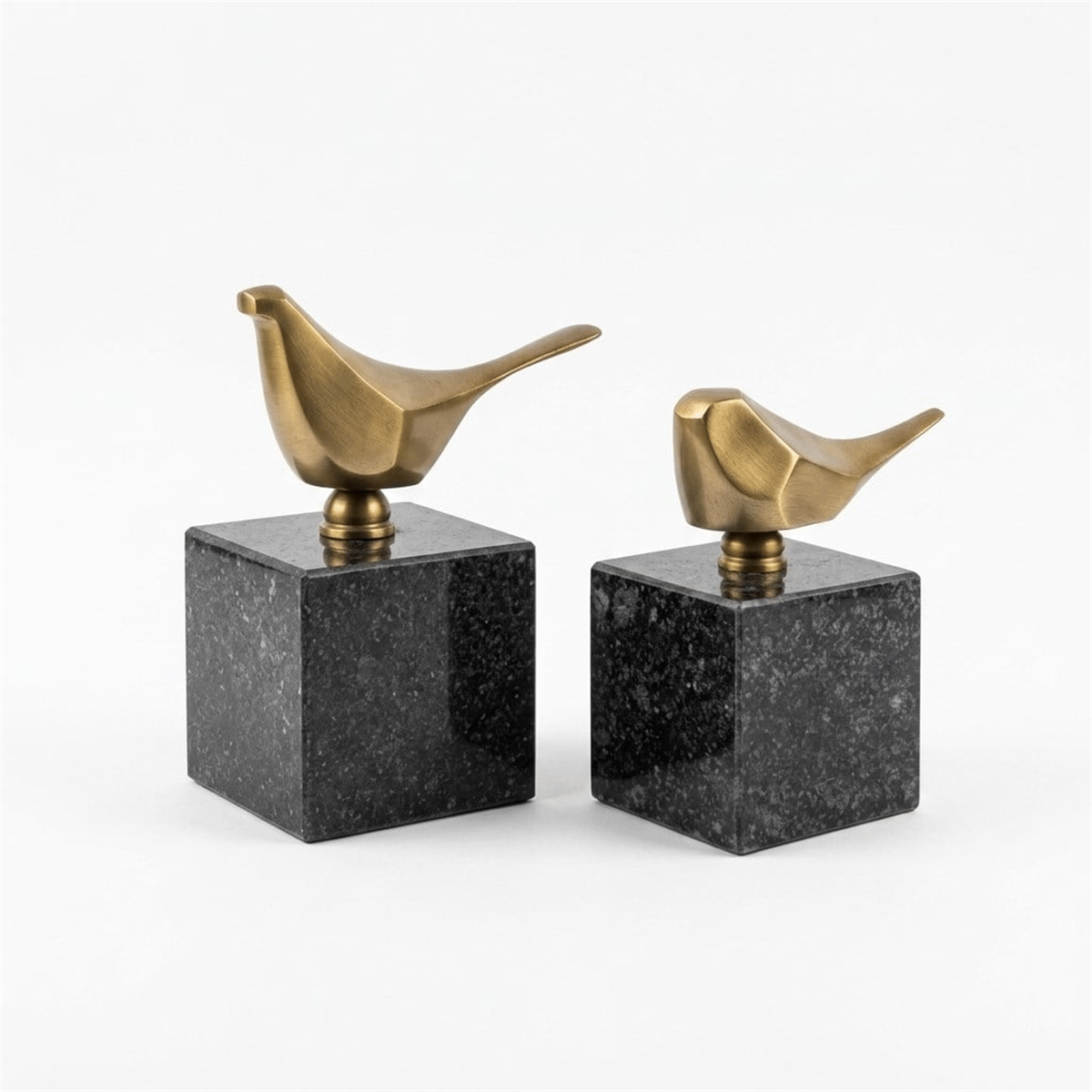 Gold Metal Kuşlu Mermer Obje