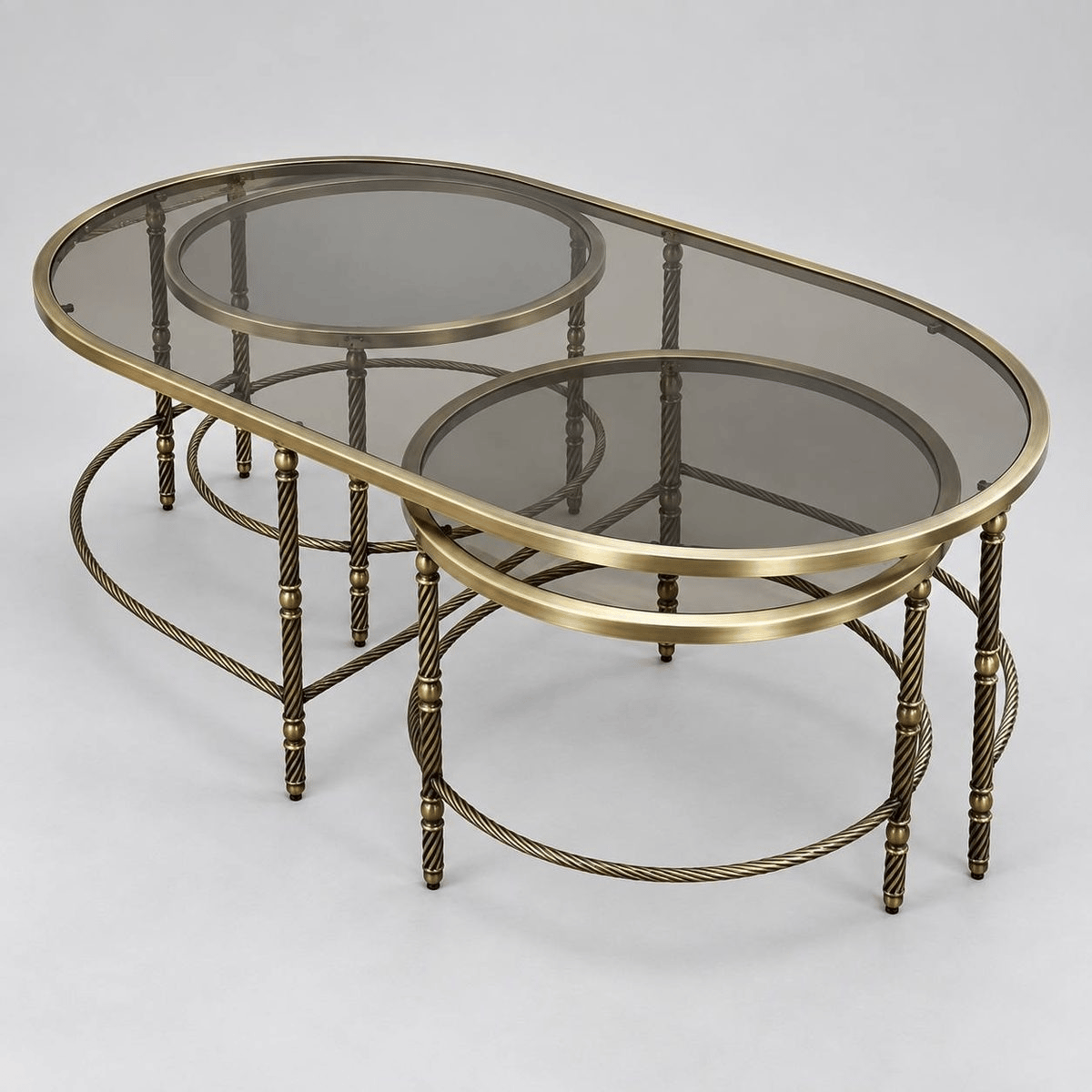 Gold Oval Cam Tablalı Orta Sehpa