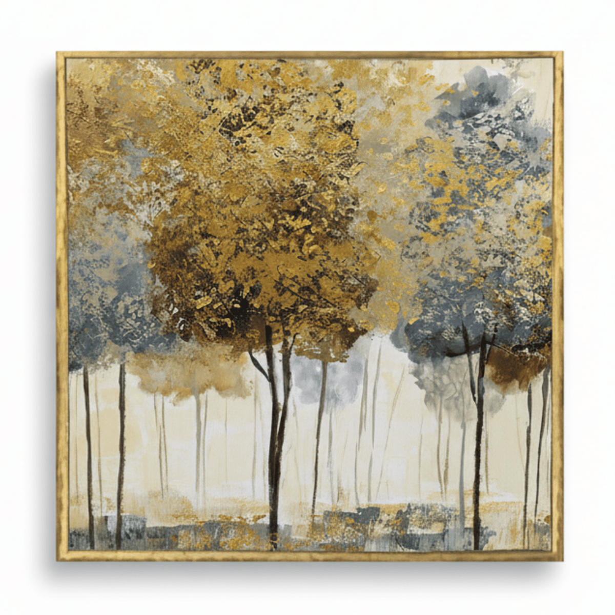 Sanat Modern Ağaç Dokulu Gold Vurgulu Tablo