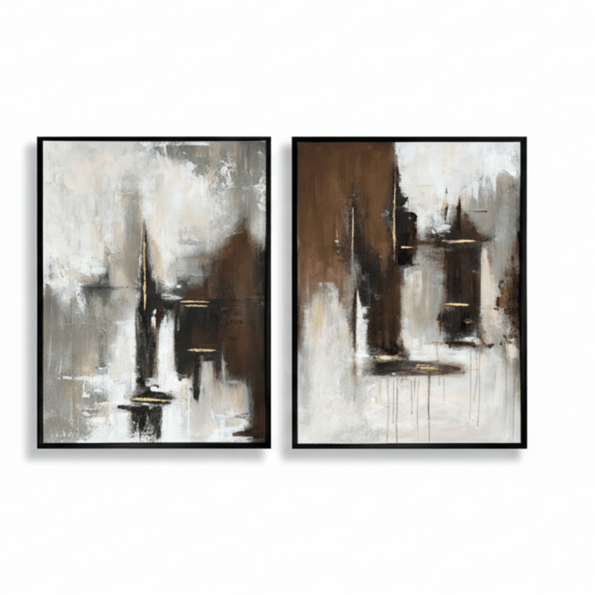 Sanat Modern Dokulu Soyut Tablo Kahve Krem