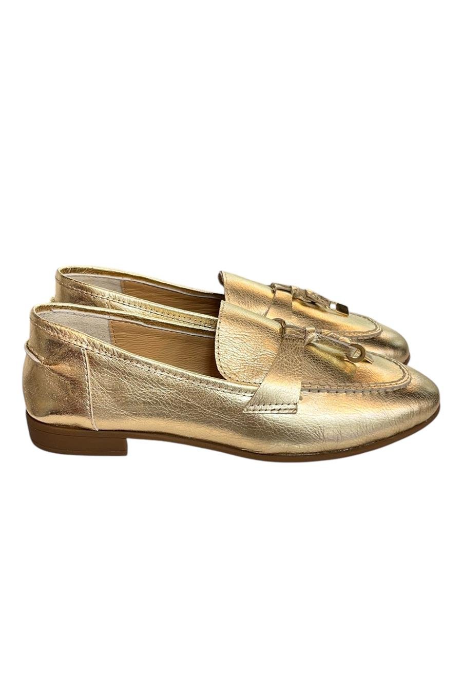 Gold Hakiki Deri Loafer
